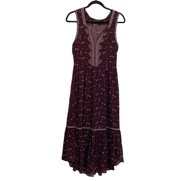Ulla Johnson Silk Leena Floral Embroidered Burgundy Midi Dress 4 - Picture 2 of 15